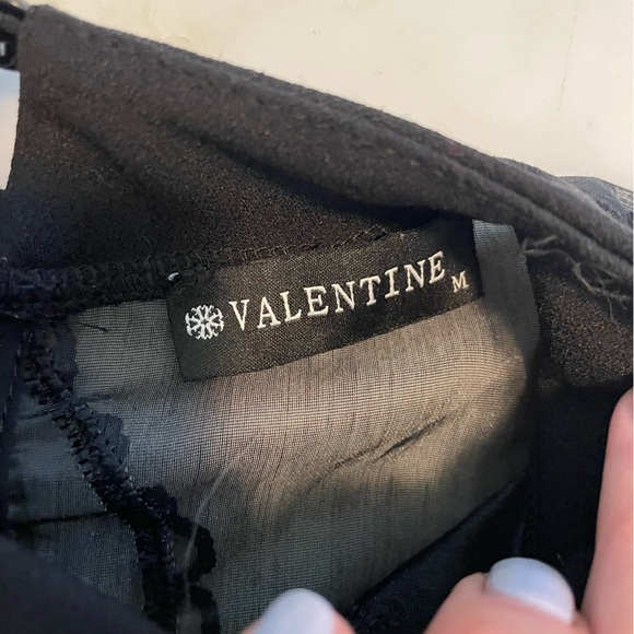 Valentine, medium, black cut out sheer bodysuit with balloon sleeves good shape - Picture 2 of 4